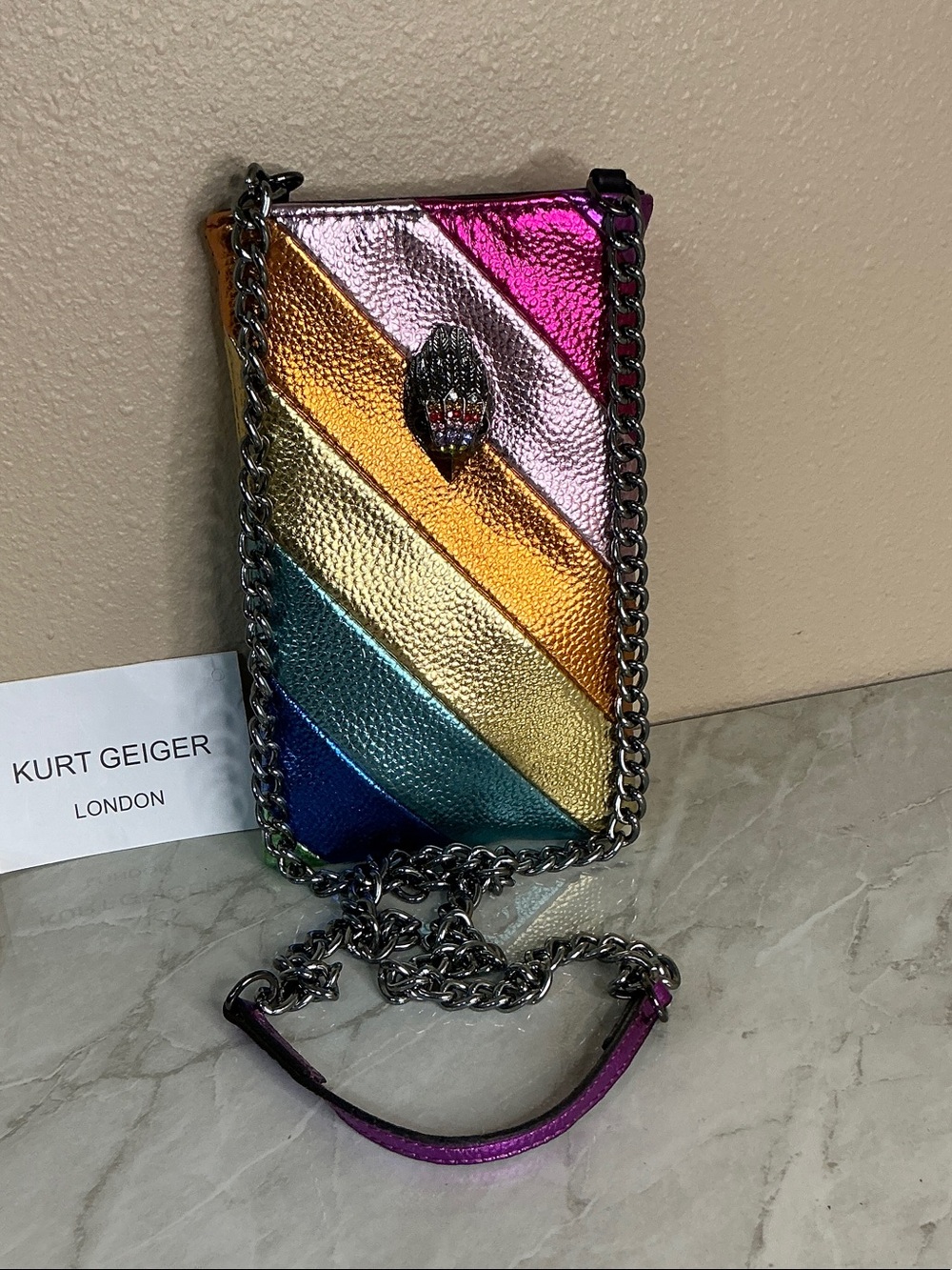 Kurt Geiger London Kensington metallic rainbow leather phone crossbody bag (EUC) - Picture 9 of 9